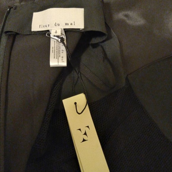 NWT Fleur Du Mal Silk Mesh Draped Dress Size 4 90s Femme Fatale Dark Princess - Picture 14 of 15